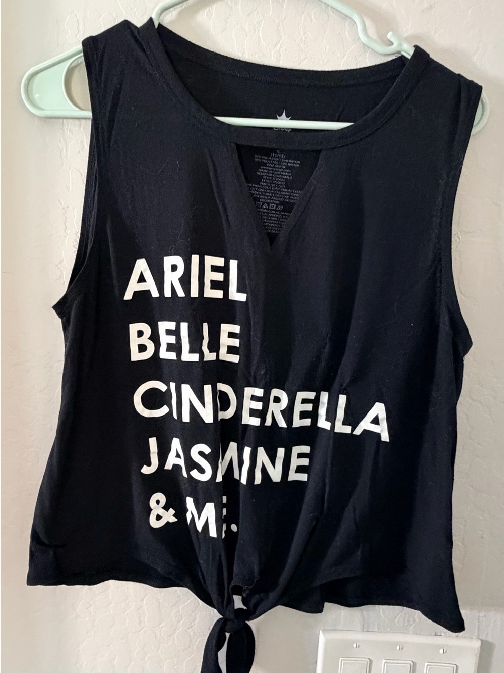 Disney Black Tie-Front Princess Name Tank